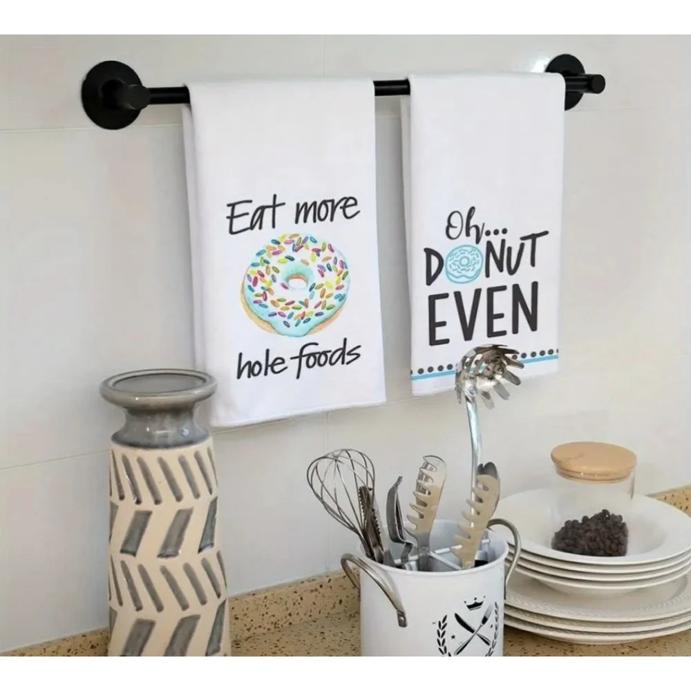 Donut Kitchen Towel Set, White, Blue